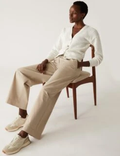 Pure Cotton Slouchy Wide Leg Chinos -M&S SD 01 T57 6478 SU X EC 2