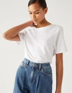 Linen Blend High Waisted Wide Leg Jeans -M&S SD 01 T57 7534 QQ X EC 2