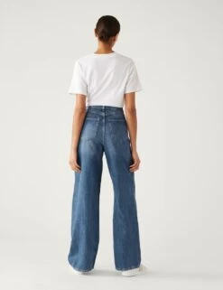 Linen Blend High Waisted Wide Leg Jeans -M&S SD 01 T57 7534 QQ X EC 3