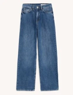 Linen Blend High Waisted Wide Leg Jeans -M&S SD 01 T57 7534 QQ X EC 90