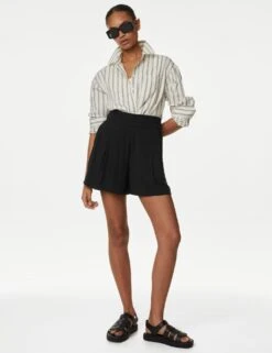High Waisted Pleat Front Shorts