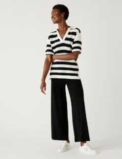 Jersey Wide Leg Ankle Grazer Trousers