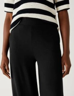 Jersey Wide Leg Ankle Grazer Trousers -M&S SD 01 T57 8867 Y0 X EC 2