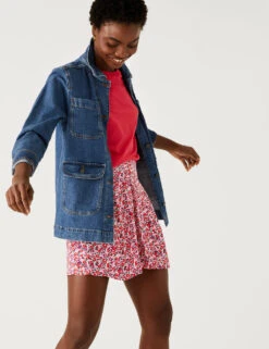 Printed Pleat Front Shorts