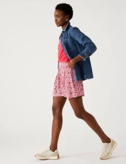 Printed Pleat Front Shorts -M&S SD 01 T57 8923 A4 X EC 1