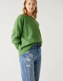 Mom Embroidered Ankle Grazer Jeans -M&S SD 01 T57 9115G GJ X EC 1