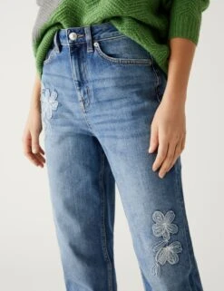 Mom Embroidered Ankle Grazer Jeans -M&S SD 01 T57 9115G GJ X EC 2