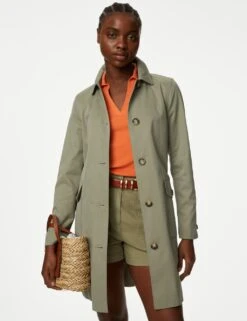 Cotton Blend Belted Trench Coat -M&S SD 01 T59 1003C XJ X EC 3
