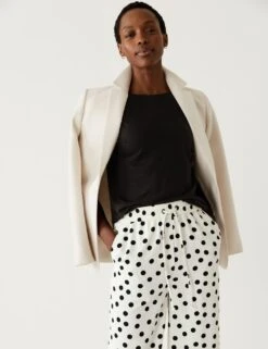 Crepe Polka Dot Wide Leg Cropped Trousers -M&S SD 01 T59 1094T Y8 X EC 2