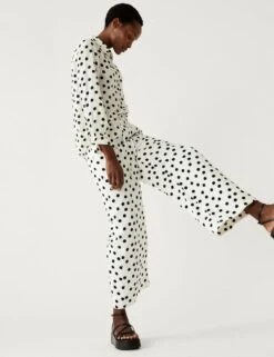 Crepe Polka Dot Wide Leg Cropped Trousers -M&S SD 01 T59 1094T Y8 X EC 4
