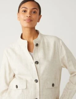 Linen Blend Bomber Jacket -M&S SD 01 T59 1160J NU X EC 2