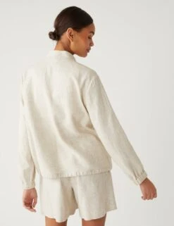 Linen Blend Bomber Jacket -M&S SD 01 T59 1160J NU X EC 3