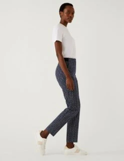 Cotton Rich Polka Dot Slim Fit Trousers -M&S SD 01 T59 1217T F4 X EC 2