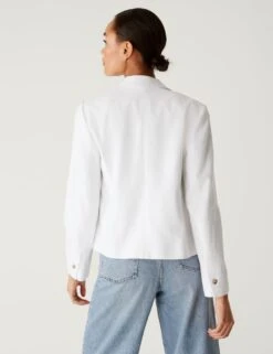 Linen Blend Tailored Cropped Blazer -M&S SD 01 T59 1219J P6 X EC 3