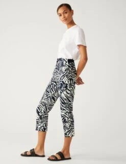 Cotton Rich Animal Print Slim Fit Trousers