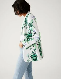 Satin Look Relaxed Floral Blazer -M&S SD 01 T59 1519J J4 X EC 2