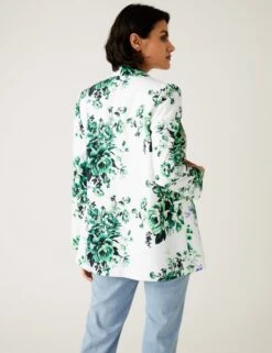 Satin Look Relaxed Floral Blazer -M&S SD 01 T59 1519J J4 X EC 3