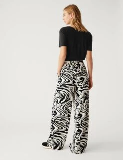 Printed Drawstring Wide Leg Trousers -M&S SD 01 T59 1715T Y4 X EC 4