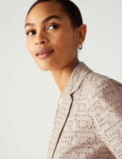 Linen Blend Tailored Broderie Blazer 10 Linen Blend Tailored Broderie Blazer -M&S SD 01 T59 2161J NU X EC 2