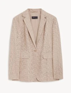 Linen Blend Tailored Broderie Blazer 8 Linen Blend Tailored Broderie Blazer -M&S SD 01 T59 2161J NU X EC 90