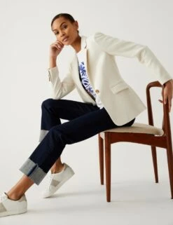 Cotton Rich Jersey Slim Textured Blazer