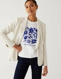 Cotton Rich Jersey Slim Textured Blazer -M&S SD 01 T59 2166J NZ X EC 2