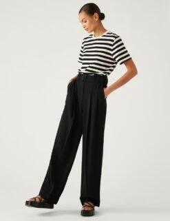 Belted Relaxed Straight Trousers