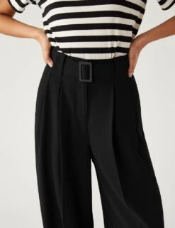 Belted Relaxed Straight Trousers -M&S SD 01 T59 3136T Y0 X EC 1