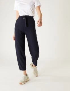 Woven Belted Tapered Ankle Grazer Trousers -M&S SD 01 T59 3335T F3 X EC 1