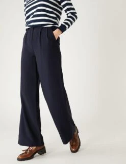 Woven Pleat Front Wide Leg Trousers -M&S SD 01 T59 3336T F3 X EC 1