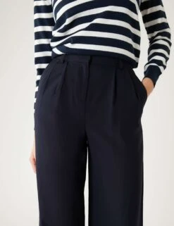 Woven Pleat Front Wide Leg Trousers -M&S SD 01 T59 3336T F3 X EC 2