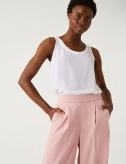 Satin Twill Wide Leg Trousers -M&S SD 01 T59 3598T MV X EC 1