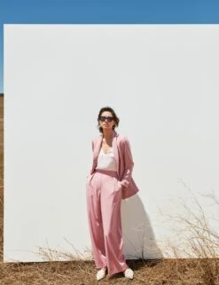 Satin Twill Wide Leg Trousers -M&S SD 01 T59 3598T MV X EC 8