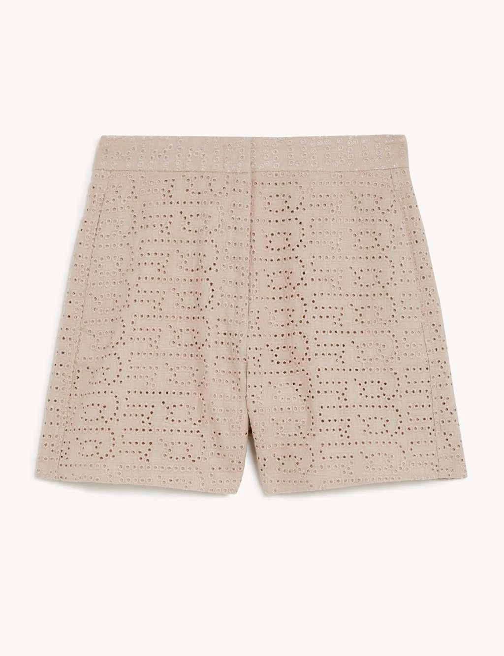 Linen Blend Broderie High Waisted Shorts 4 Linen Blend Broderie High Waisted Shorts - Image 2