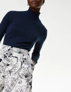 Satin Twill Floral Wide Leg Trousers -M&S SD 01 T59 6359T Y8 X EC 2