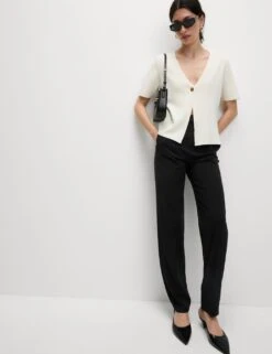 Straight Leg Trousers With Stretch