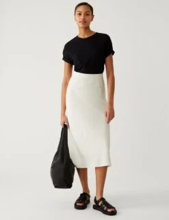 Satin Crepe Midaxi Circle Skirt -M&S SD 01 T59 7692S KY X EC 1