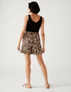 Animal Print High Waisted Shorts -M&S SD 01 T59 9694T N4 X EC 4