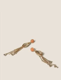 Gold Tone Flower Drop Earrings