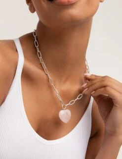 Short Rose Quartz Pendant Necklace -M&S SD 01 T66 4250N A0 X EC 2