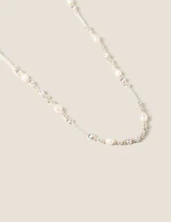 Pearl Rhinestone Long Necklace -M&S SD 01 T66 9051N K0 X EC 1