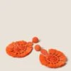 Orange Raffia Statement Drop Earrings -M&S SD 01 T66 9057E P0 X EC 0
