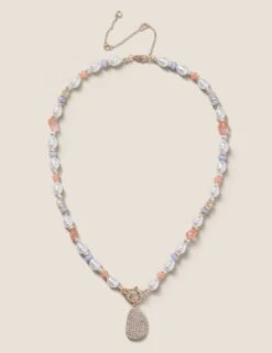 Rhinestone Pearl Short Necklace 4 Rhinestone Pearl Short Necklace -M&S SD 01 T66 9060N A0 X EC 90