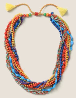 Red Facet Multi Row Collar Necklace -M&S SD 01 T66 9071N B4 X EC 90