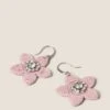 Flower Fabric Wrap Rhinestone Stud Earrings