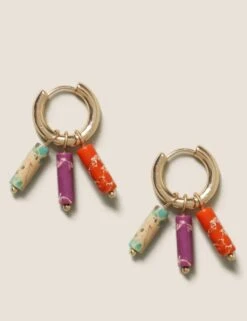 Semi Precious Stone Hoop Earrings