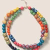 Bright Wood Ball Multirow Necklace