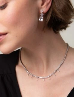Platinum Plated Cubic Zirconia Necklace -M&S SD 01 T66 9103N XX X EC 1