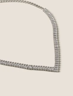 Platinum Plated Baguette Cubic Zirconia Necklace -M&S SD 01 T66 9104N XX X EC 1