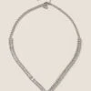 Platinum Plated Baguette Cubic Zirconia Necklace 2 Platinum Plated Baguette Cubic Zirconia Necklace -M&S SD 01 T66 9104N XX X EC 90